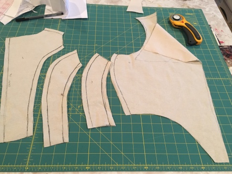 Using the draping method I got a pattern off of those pieces on the dummy.